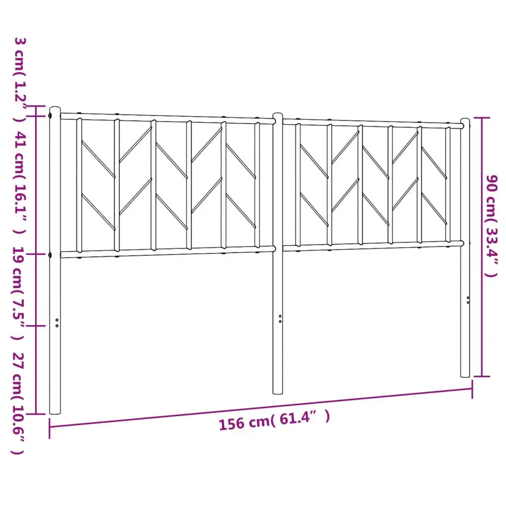 150cm White Metal Headboard