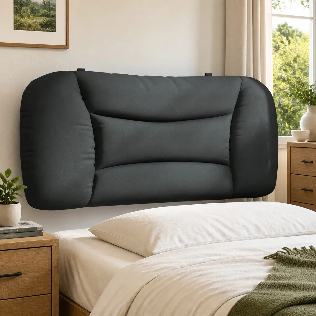Headboard Cushion Fabric Wall Mount Bed Pillow Back Support Grey 90cm