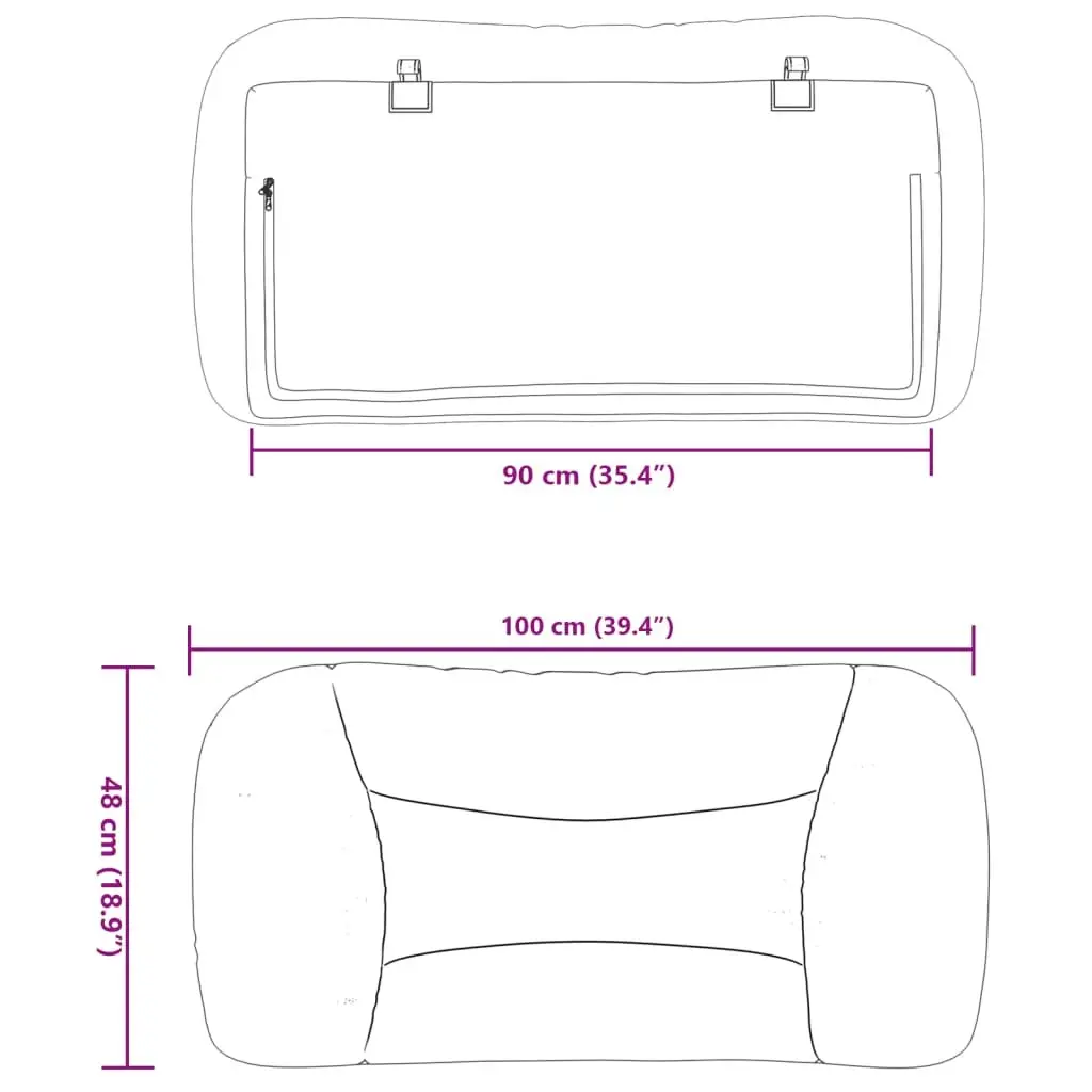 90 cm Black Fabric Headboard Cushion