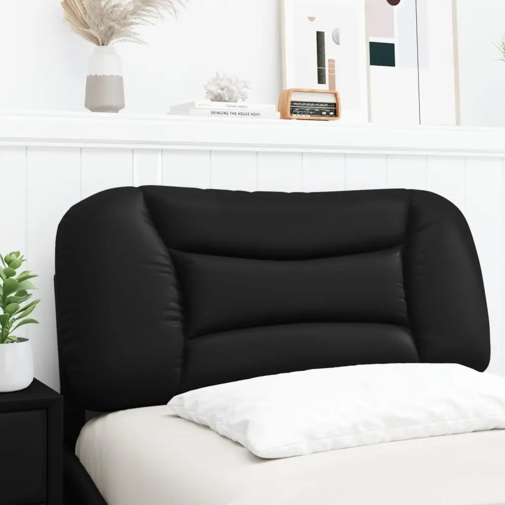 Headboard Cushion Black 90 cm Faux Leather Upholstered Wall Mounted Bed Pillow