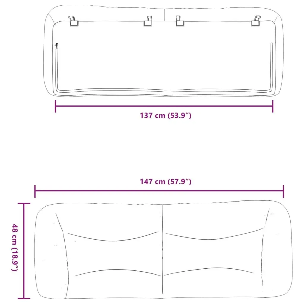 Headboard Cushion Black 137cm Double Bed Wall Mounted Upholstered Pillow Support