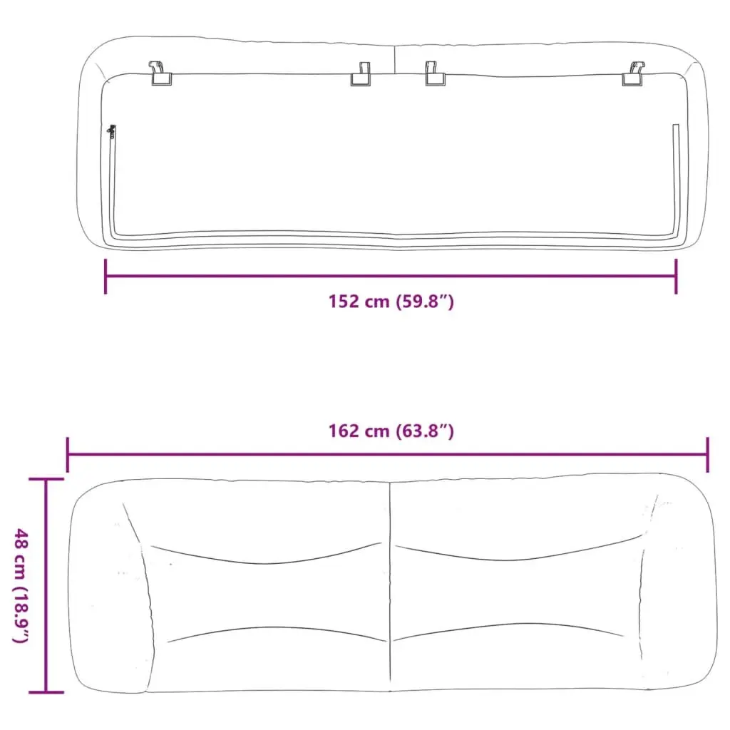 Headboard Cushion Upholstered Pillow Wall Mount Dark Grey 152cm