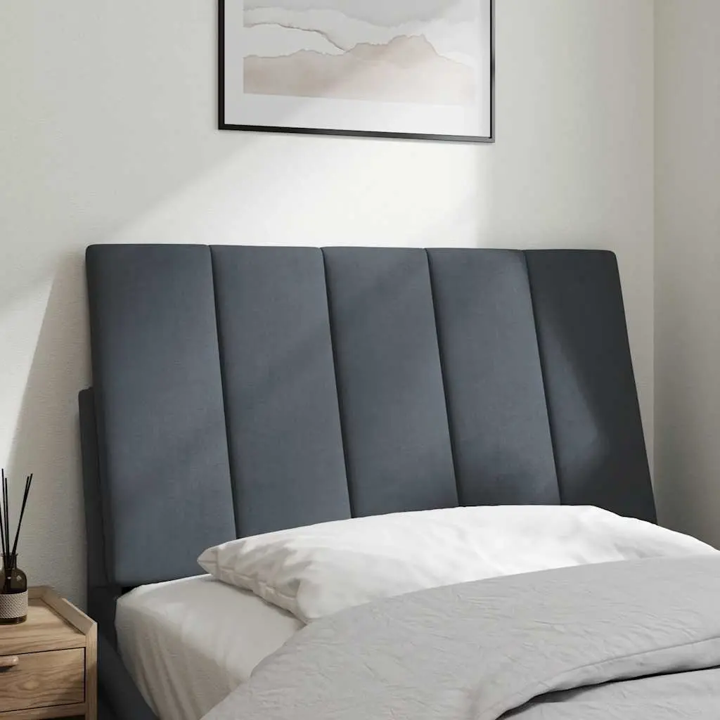 Headboard Cushion Velvet 90cm Grey Upholstered Wall Mount Pillow