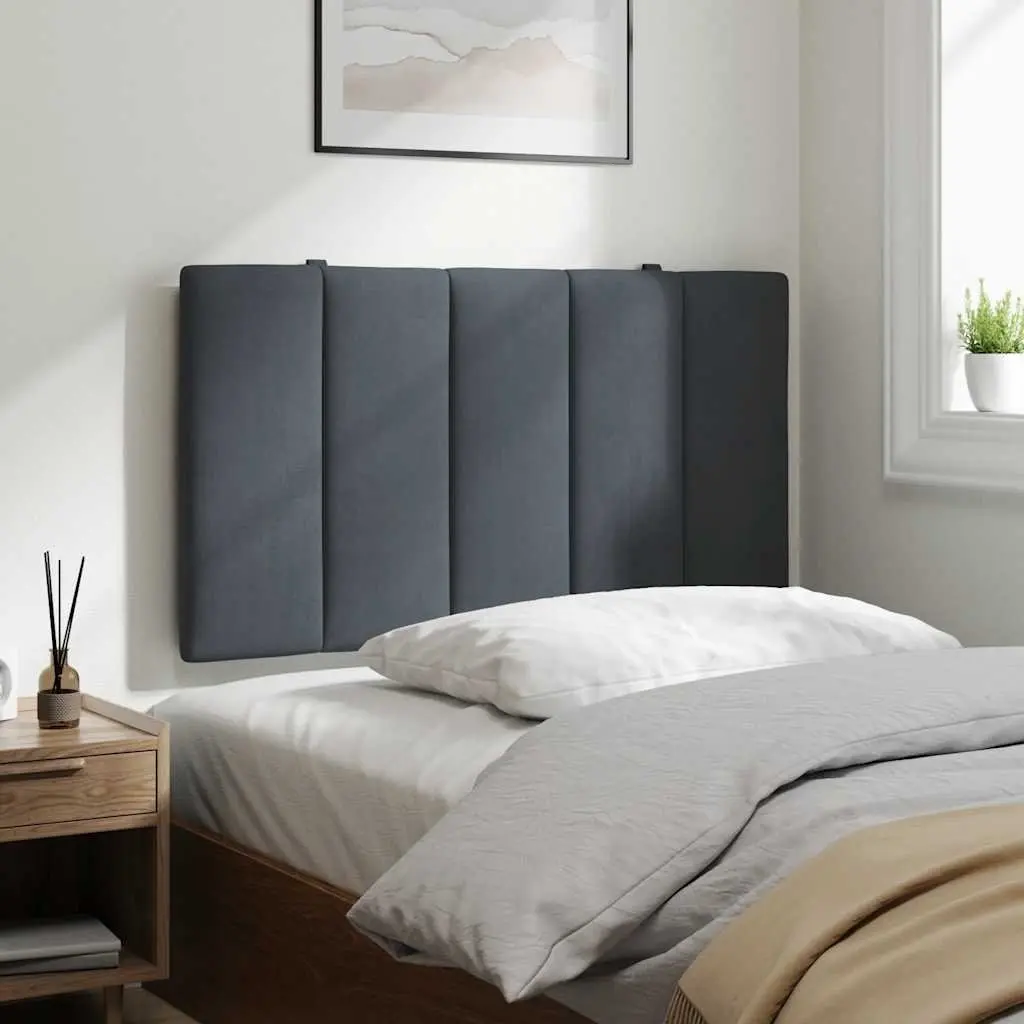 Headboard Cushion Velvet 90cm Grey Upholstered Wall Mount Pillow