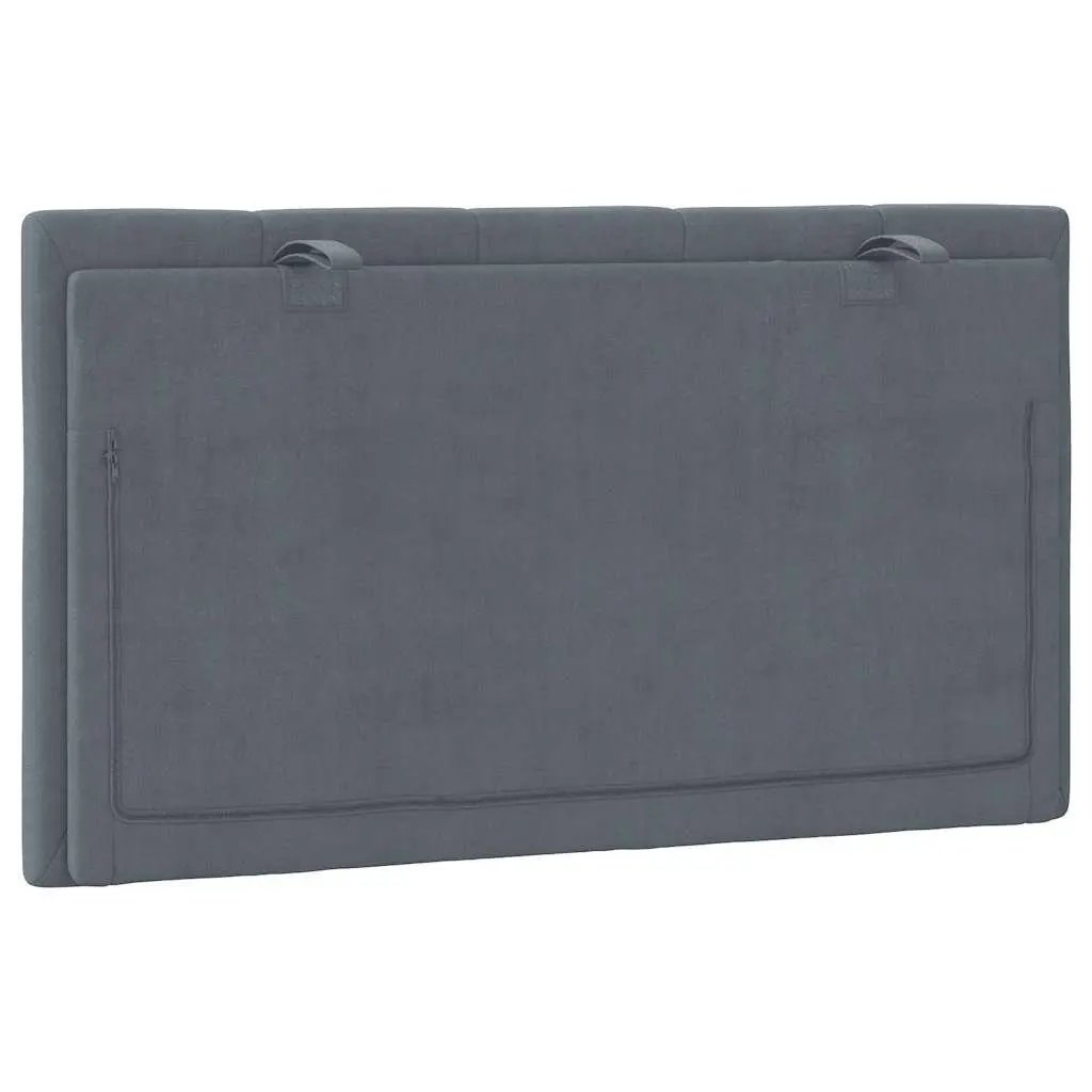 Headboard Cushion Velvet 90cm Grey Upholstered Wall Mount Pillow