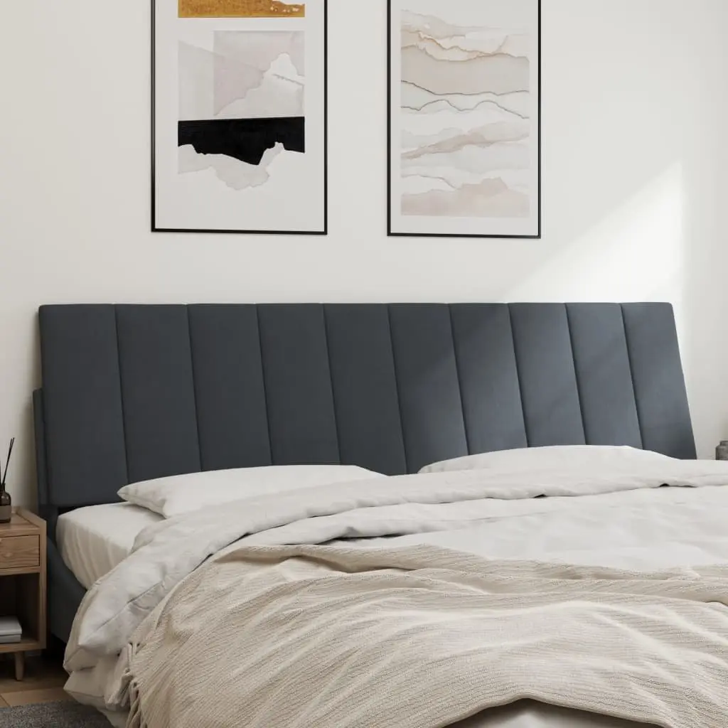 Dark Grey Velvet Headboard Cushion 180cm Wall Mounted Bed Pillow Support