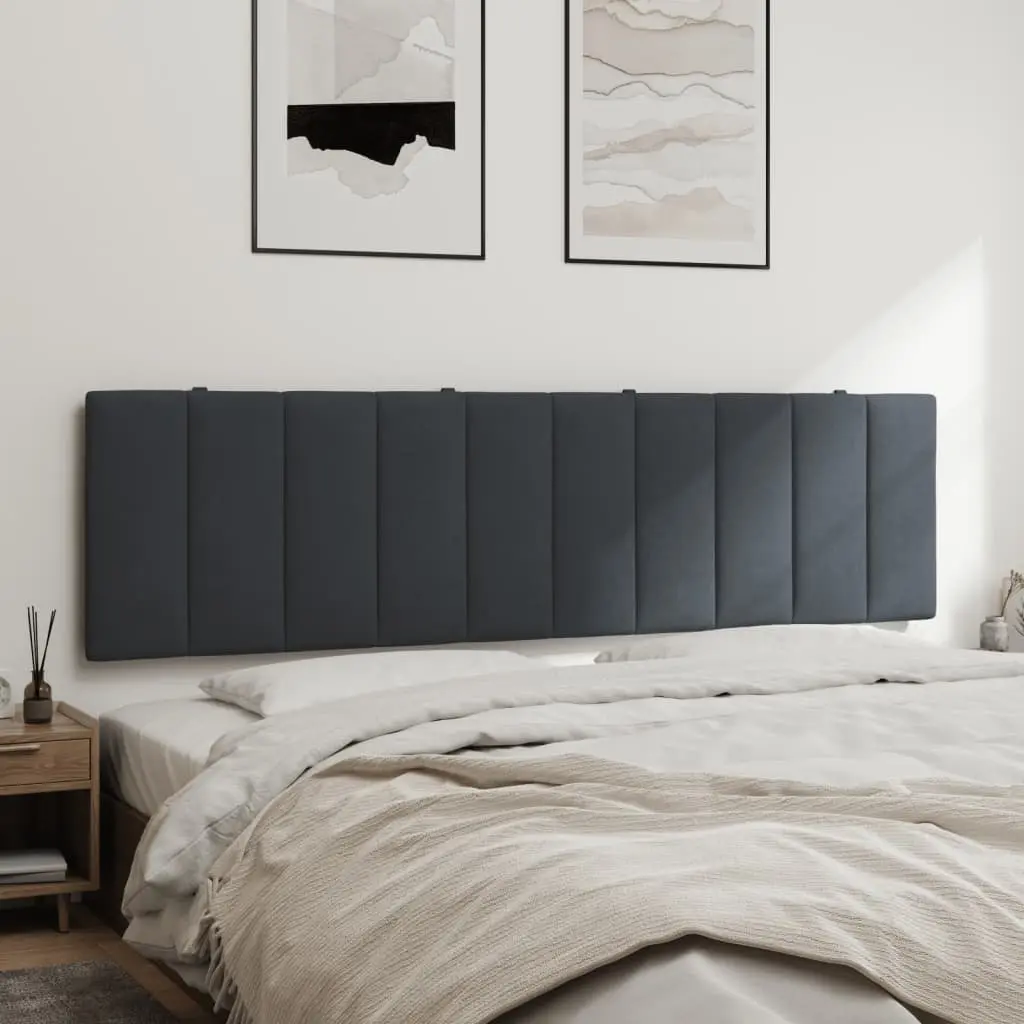 Dark Grey Velvet Headboard Cushion 180cm Wall Mounted Bed Pillow Support