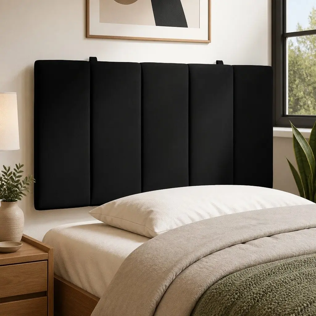 107cm Black Velvet Headboard Cushion
