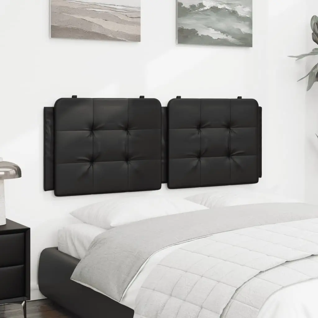 Headboard Cushion Black 137cm Double Bed Wall Mounted Faux Leather Foam Padded