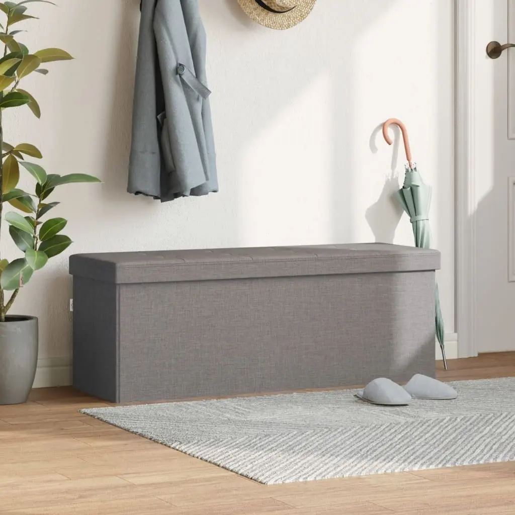 Foldable Storage Bench Grey Upholstered Seat with Hidden Compartment for Entryway Living Room and Hallway