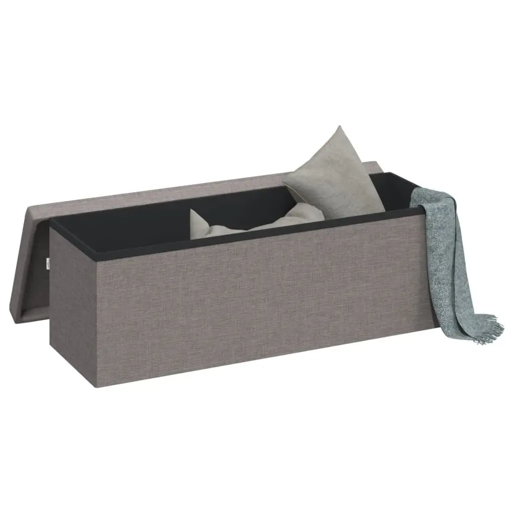 Foldable Storage Bench Grey Upholstered Seat with Hidden Compartment for Entryway Living Room and Hallway