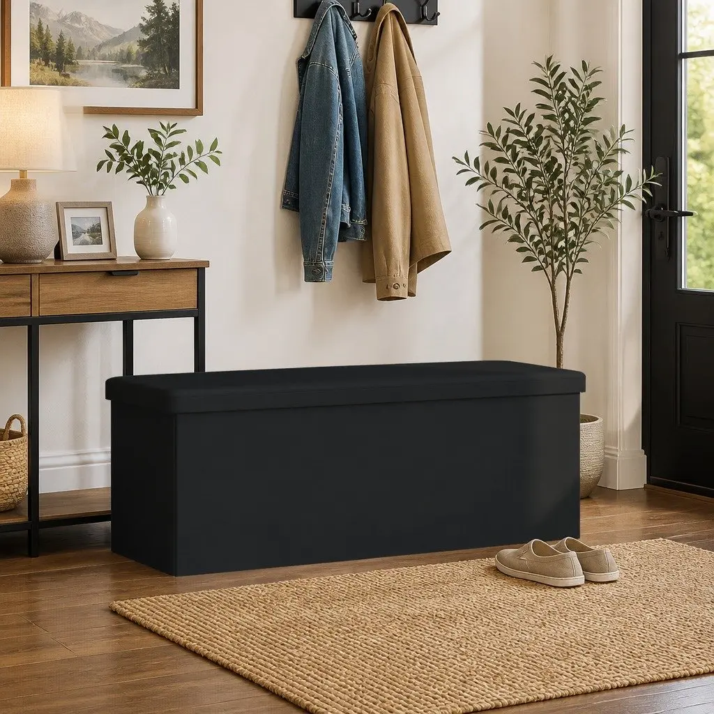 Black PVC Storage Bench