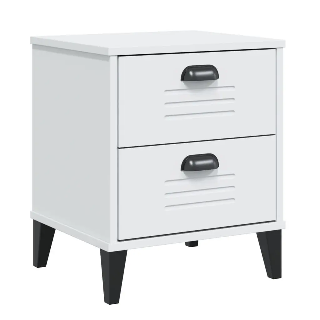 White Engineered Wood Nightstand with Storage for Bedroom or Living Room