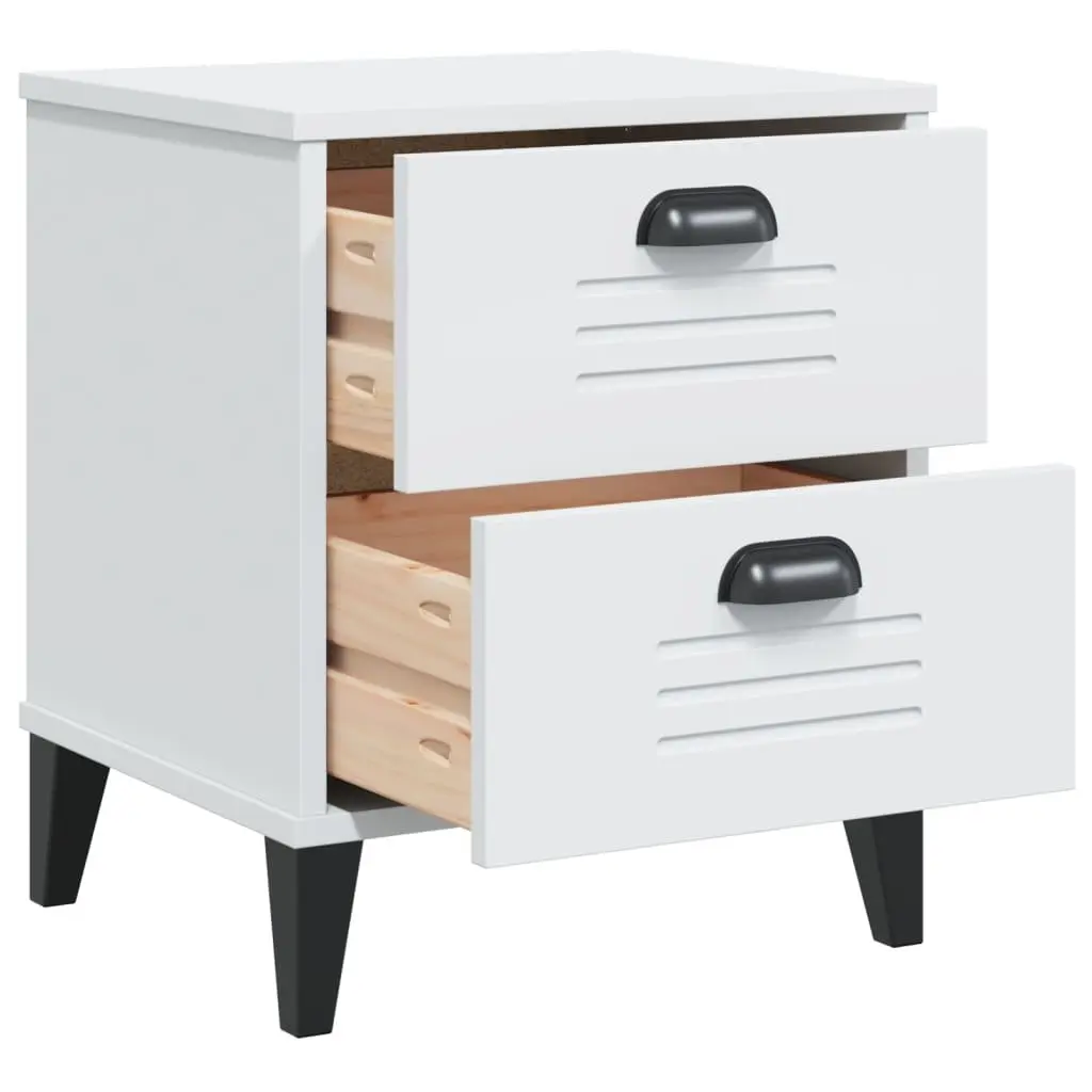 White Engineered Wood Nightstand with Storage for Bedroom or Living Room