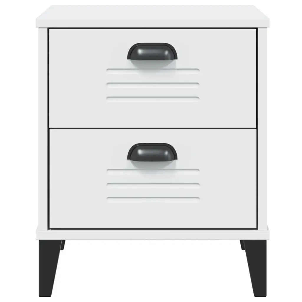 White Engineered Wood Nightstand with Storage for Bedroom or Living Room