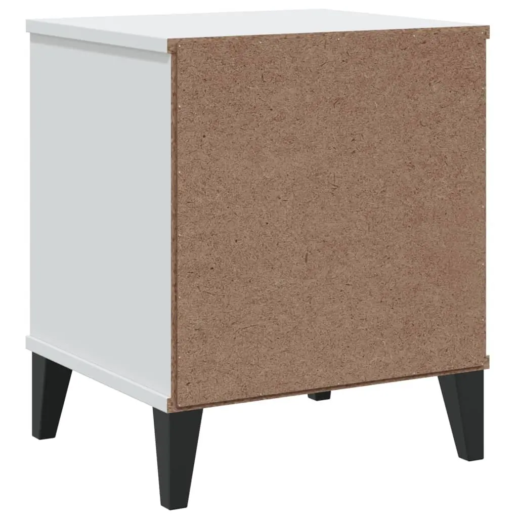 White Engineered Wood Nightstand with Storage for Bedroom or Living Room