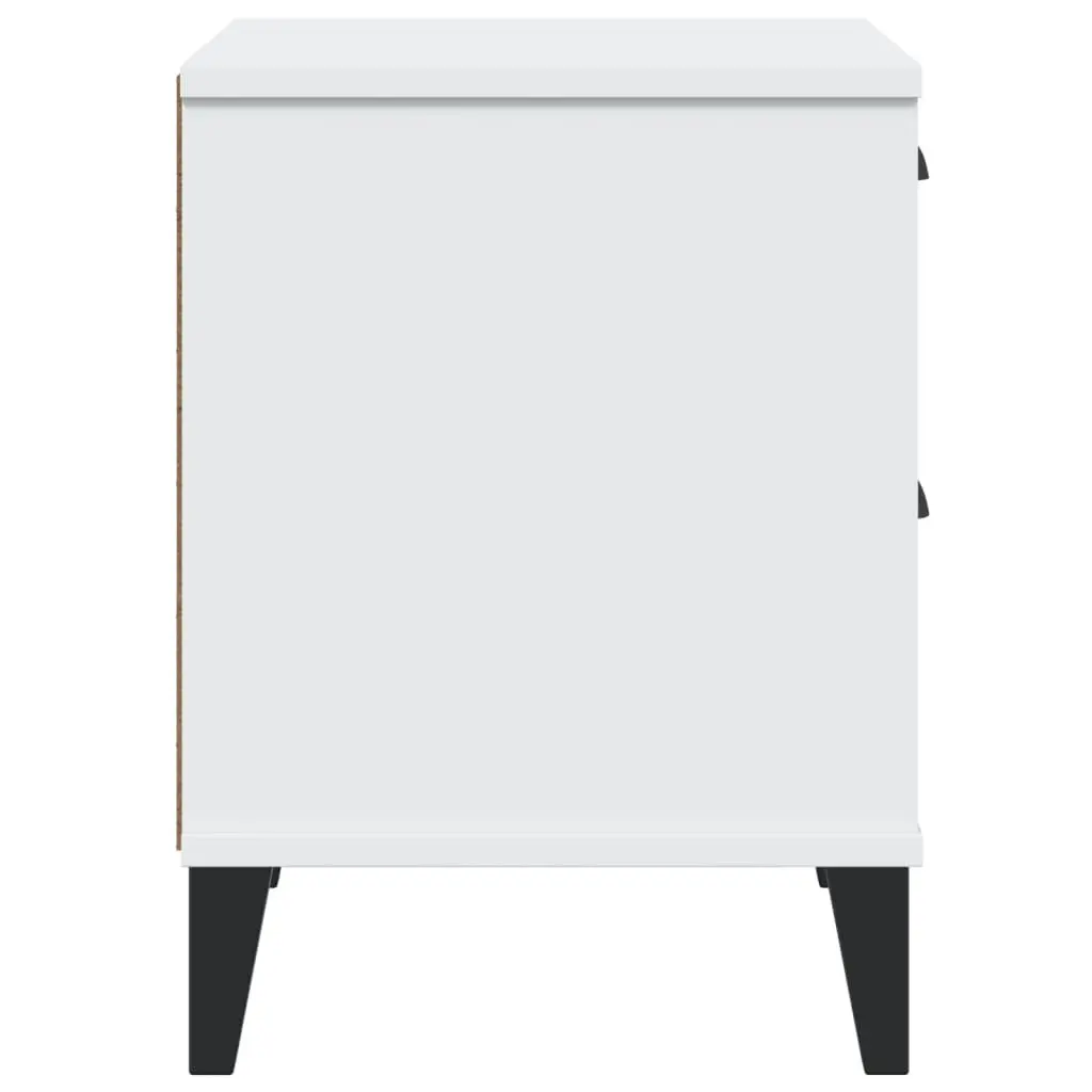 White Engineered Wood Nightstand with Storage for Bedroom or Living Room