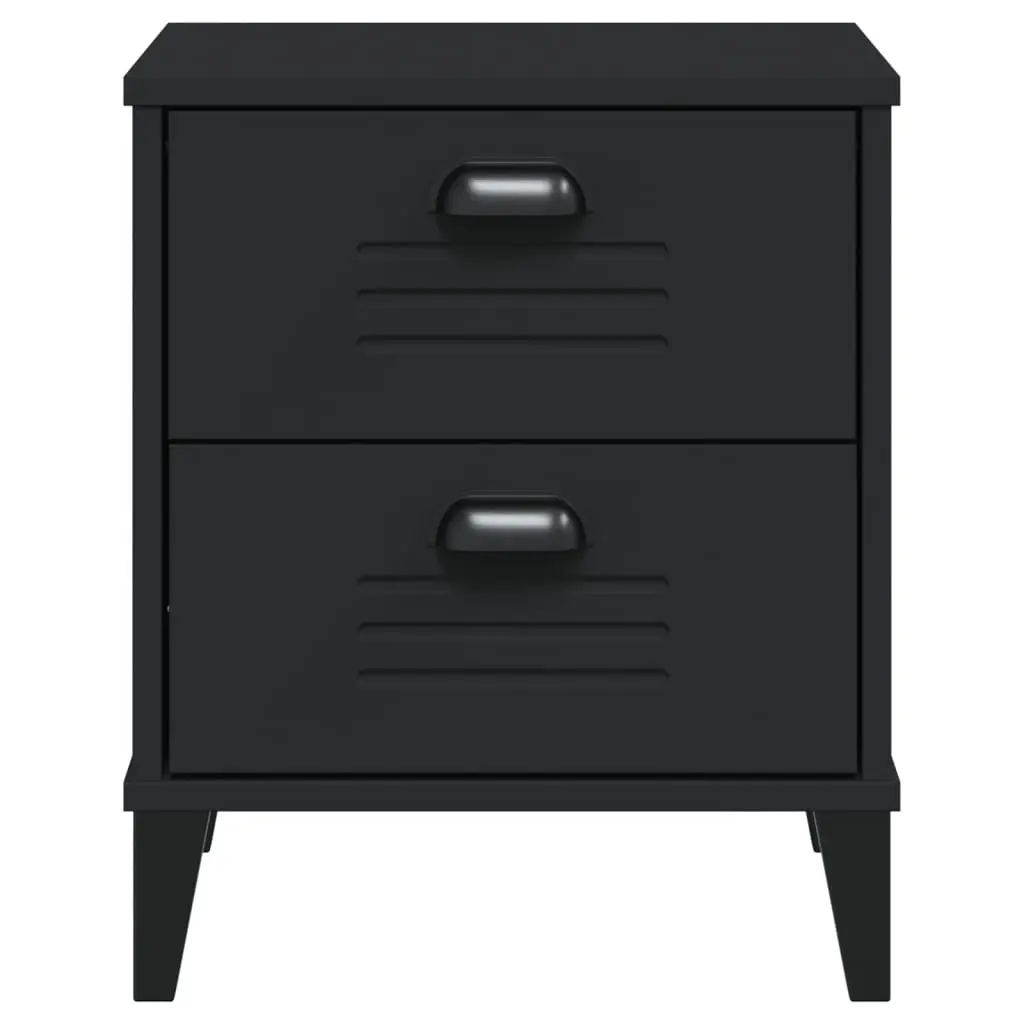 Bedside Cabinet Black Engineered Wood Nightstand Bedroom Storage Table