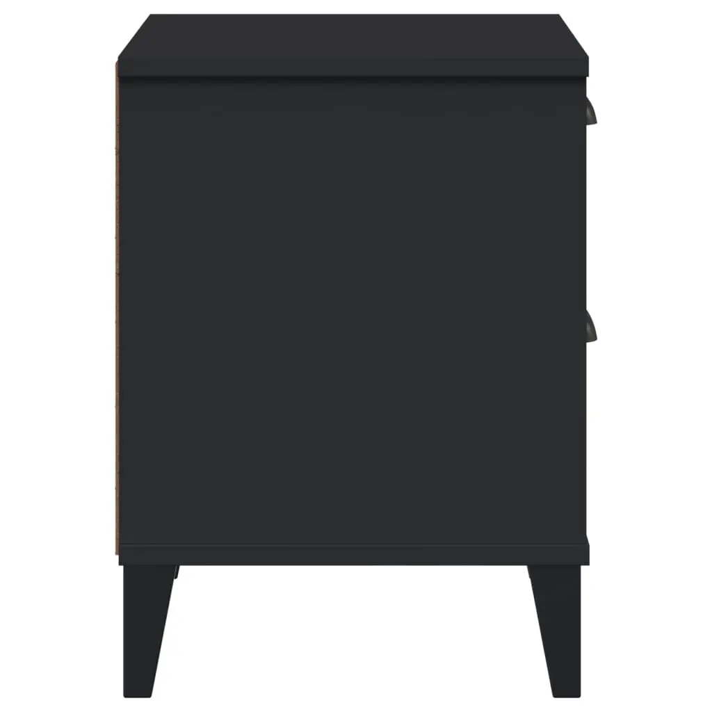 Bedside Cabinet Black Engineered Wood Nightstand Bedroom Storage Table