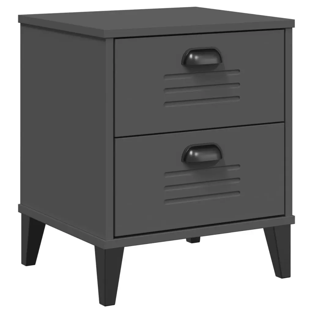 Bedside Cabinet Anthracite Grey Engineered Wood Nightstand Storage