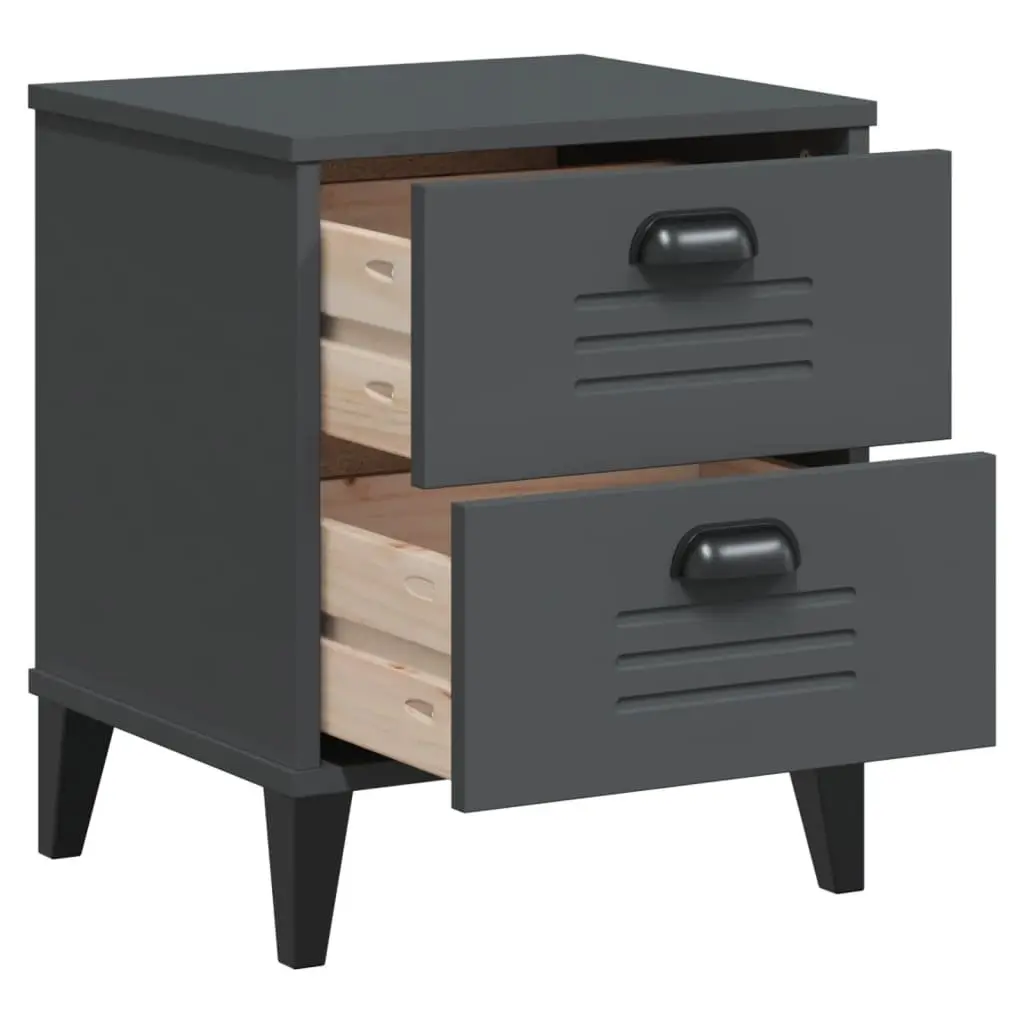 Bedside Cabinet Anthracite Grey Engineered Wood Nightstand Storage