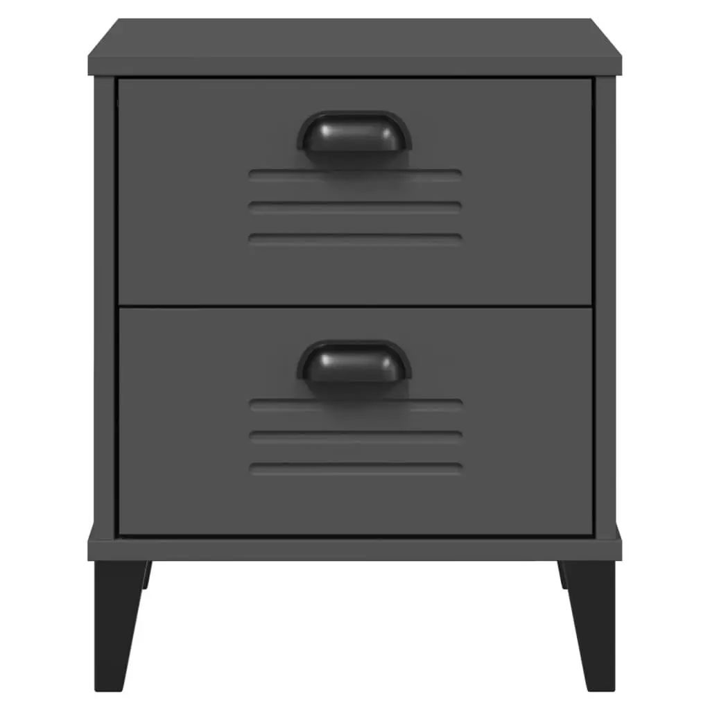 Bedside Cabinet Anthracite Grey Engineered Wood Nightstand Storage