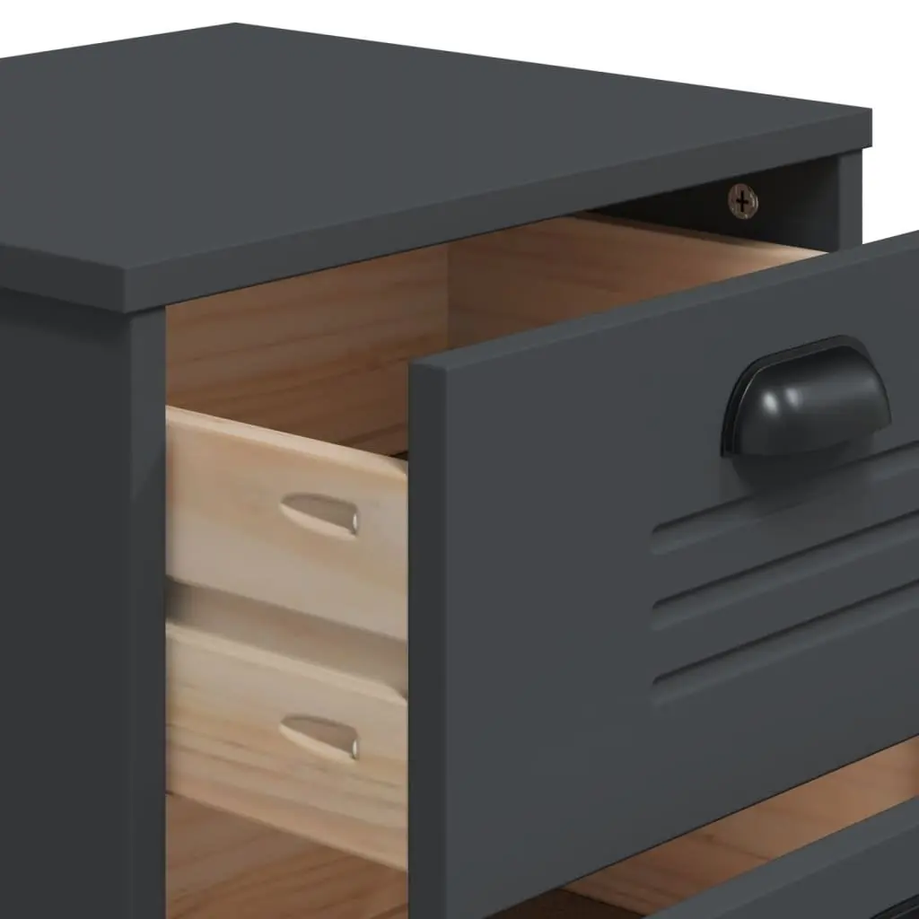 Bedside Cabinet Anthracite Grey Engineered Wood Nightstand Storage