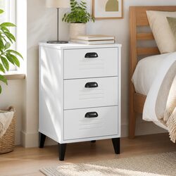 Bedside Cabinet Nightstand White Engineered Wood Bedroom Storage Table with