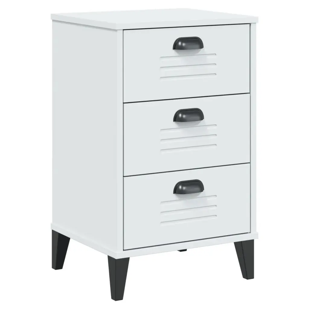 Bedside Cabinet White Engineered Wood Storage Table