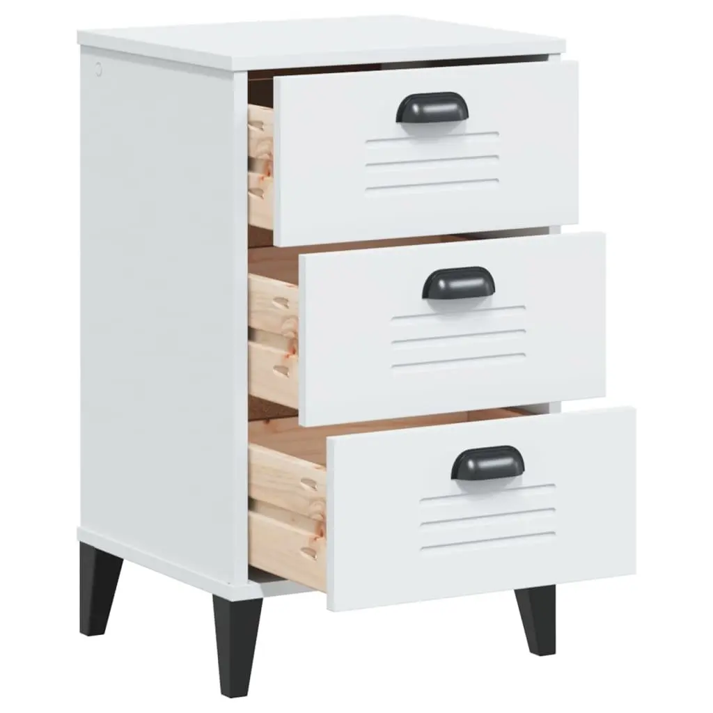 Bedside Cabinet White Engineered Wood Storage Table