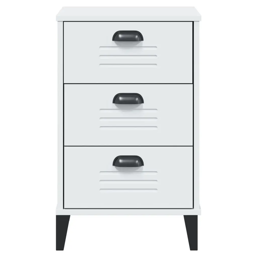 Bedside Cabinet White Engineered Wood Storage Table
