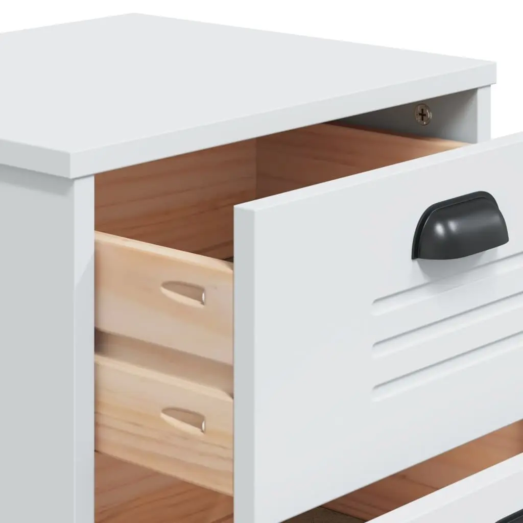 Bedside Cabinet White Engineered Wood Storage Table