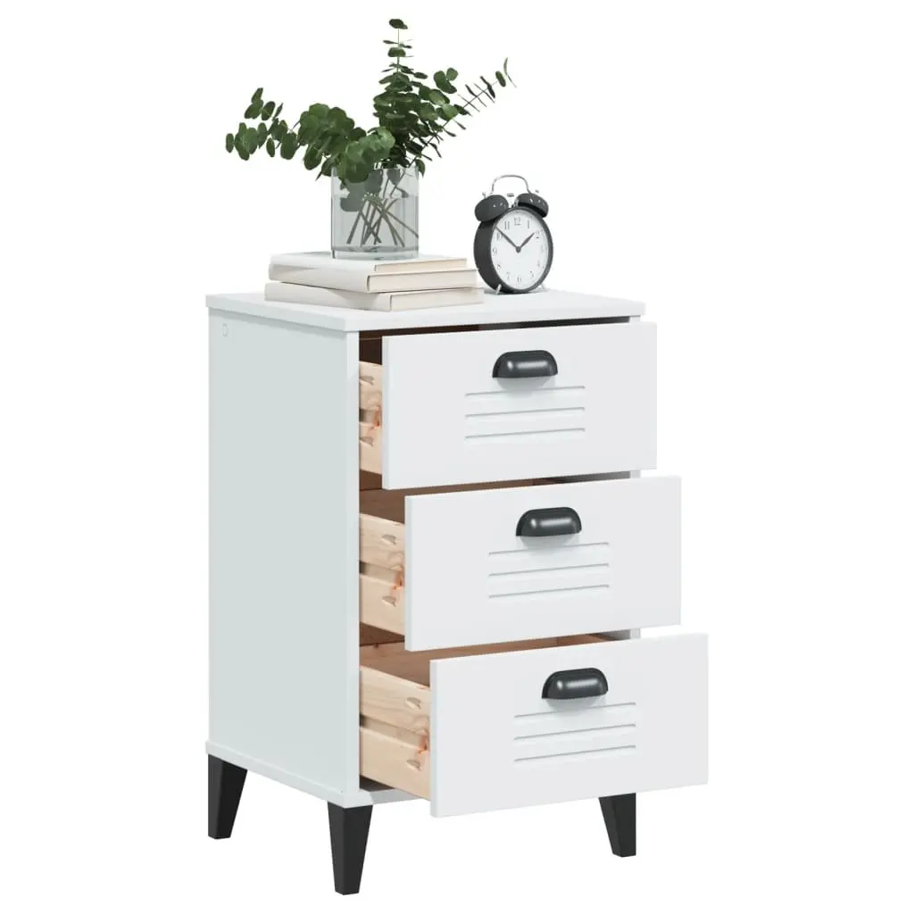 Bedside Cabinet White Engineered Wood Storage Table
