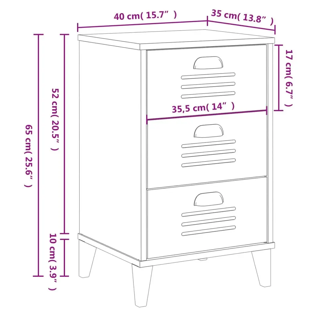 Bedside Cabinet White Engineered Wood Storage Table