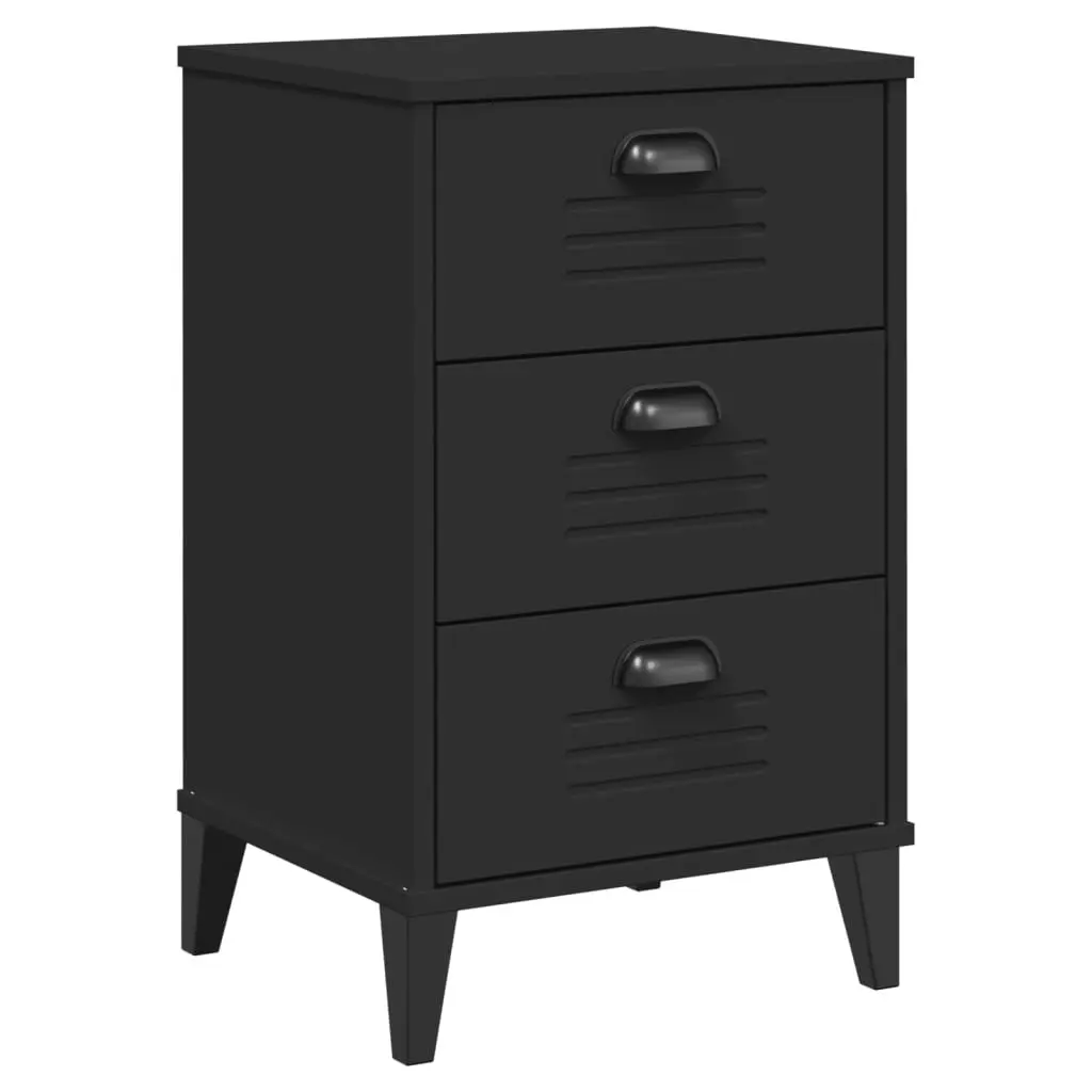 Bedside Cabinet Nightstand Storage End Table Black Engineered Wood Bedroom