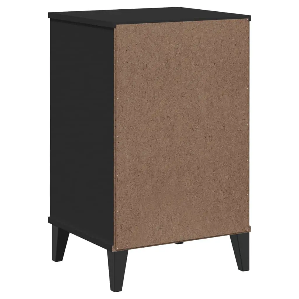 Bedside Cabinet Nightstand Storage End Table Black Engineered Wood Bedroom