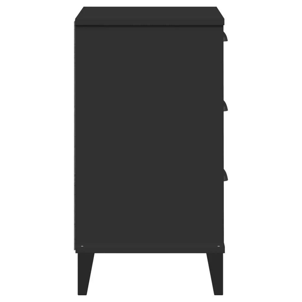 Bedside Cabinet Nightstand Storage End Table Black Engineered Wood Bedroom