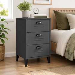 Bedside Cabinet Nightstand Storage Table Engineered Wood Anthracite Grey Bedroom