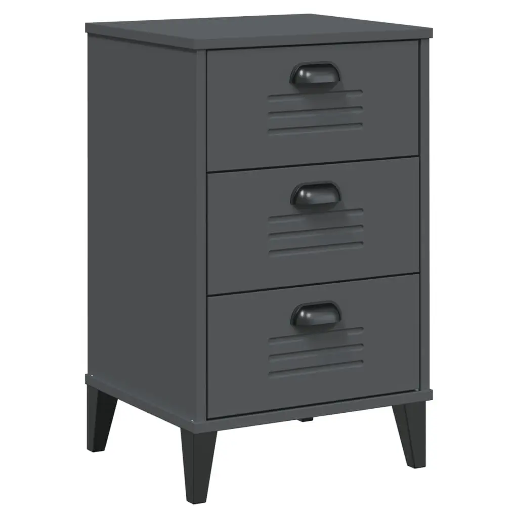 Bedside Cabinet Nightstand Storage Table Engineered Wood Anthracite Grey Bedroom