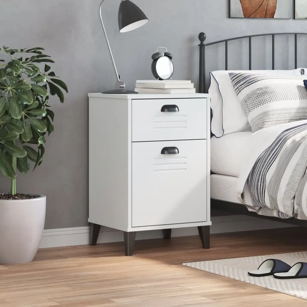 White Bedside Cabinet Nightstand Storage Table Bedroom Furniture with Handles