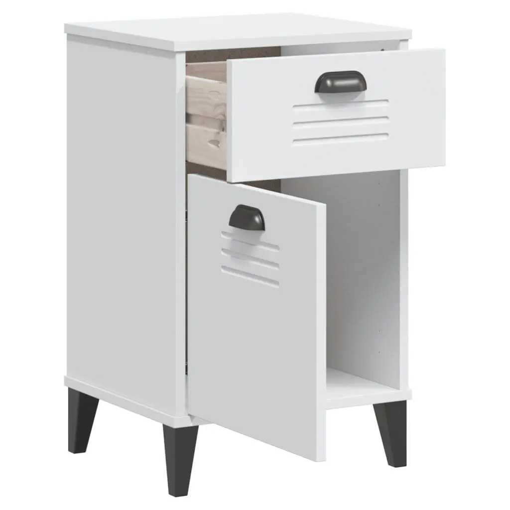 White Bedside Cabinet Nightstand Storage Table Bedroom Furniture with Handles