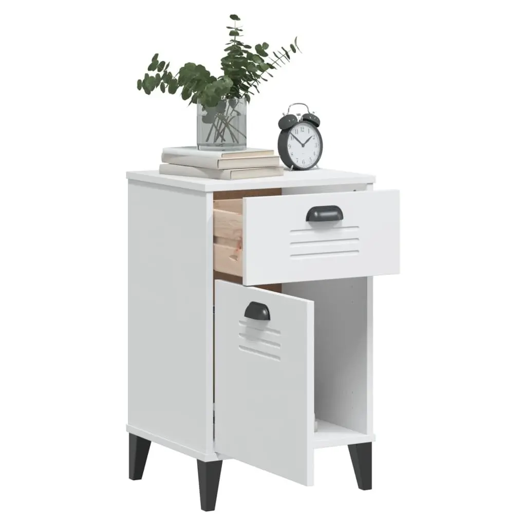 White Bedside Cabinet Nightstand Storage Table Bedroom Furniture with Handles