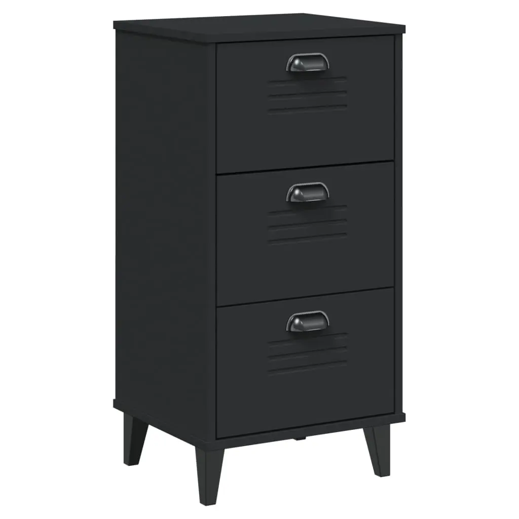 Bedside Cabinet Nightstand Bedroom Storage End Table Black Engineered Wood
