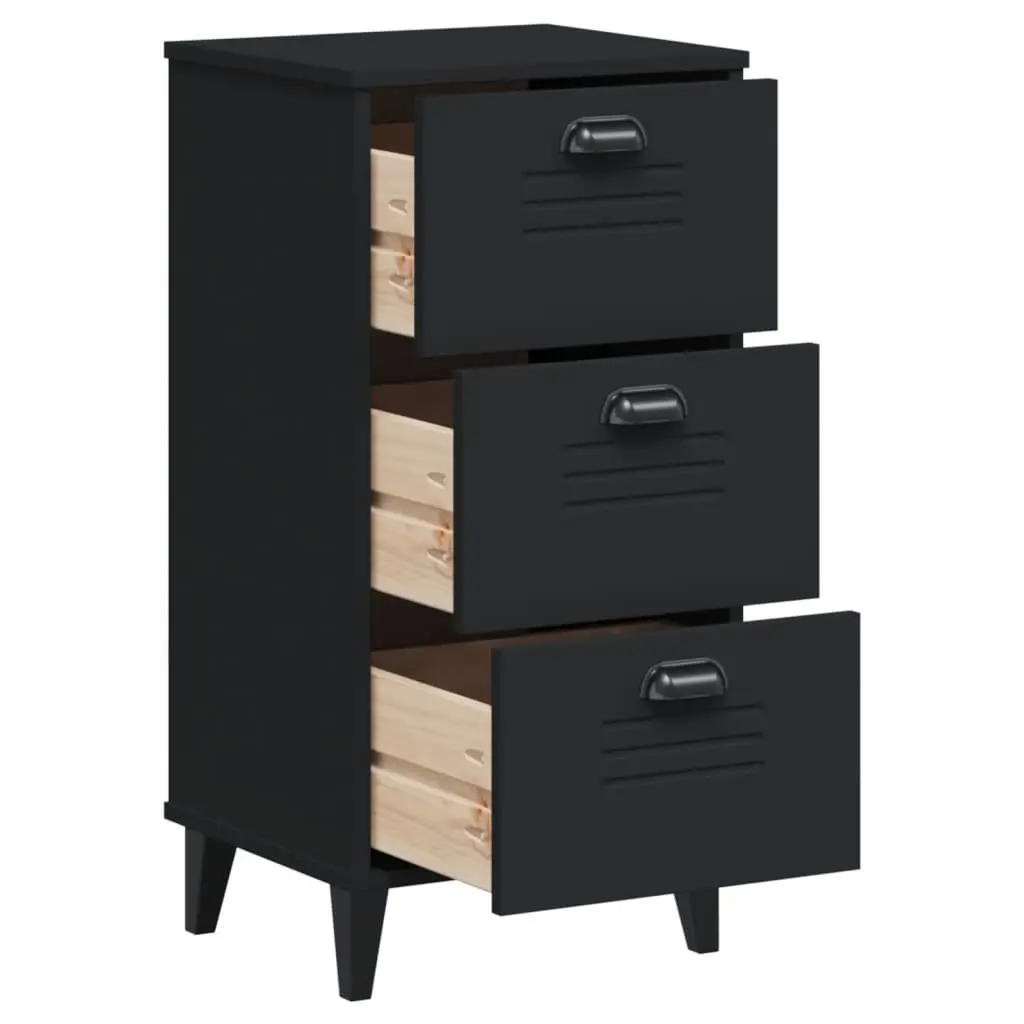 Bedside Cabinet Nightstand Bedroom Storage End Table Black Engineered Wood