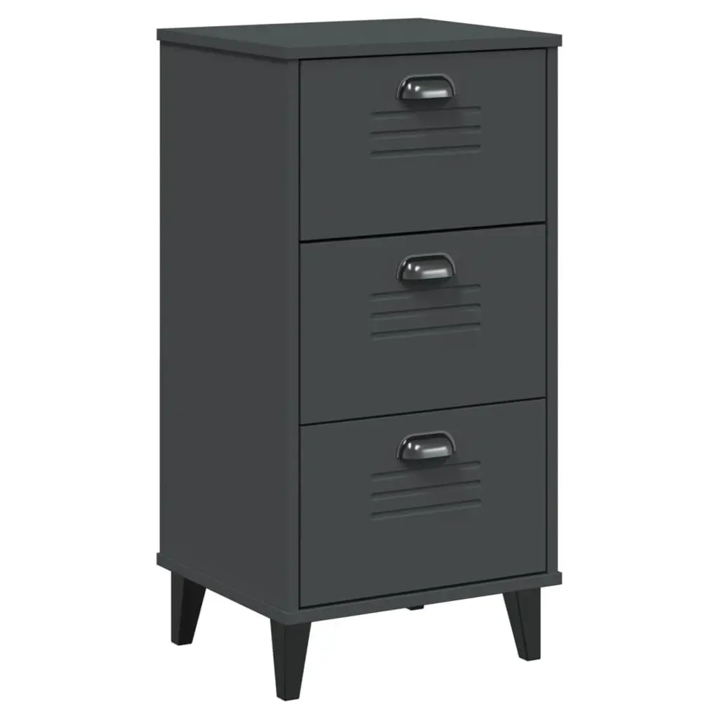 Bedside Cabinet Anthracite Grey Engineered Wood Nightstand Bedroom Storage Table