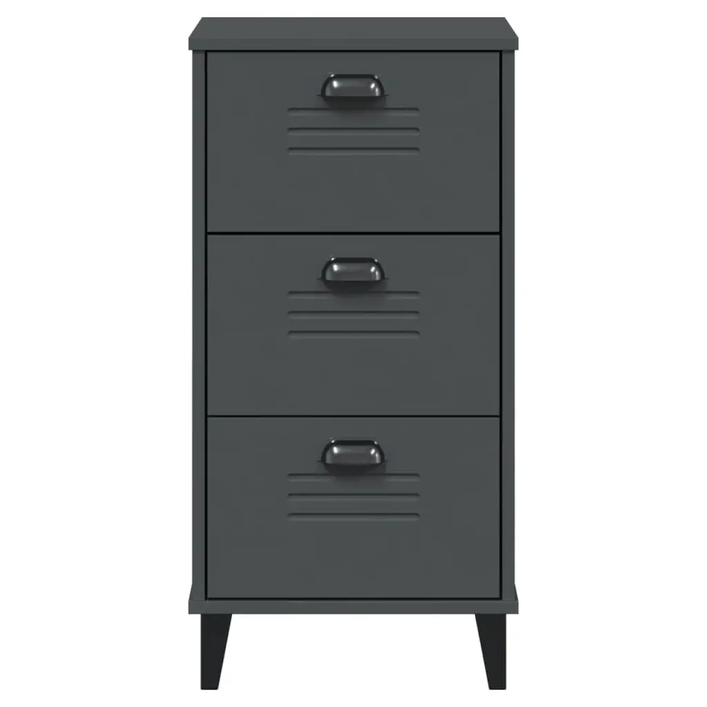 Bedside Cabinet Anthracite Grey Engineered Wood Nightstand Bedroom Storage Table
