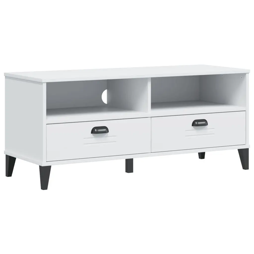 TV Cabinet White Engineered Wood Media Storage Unit with Handles