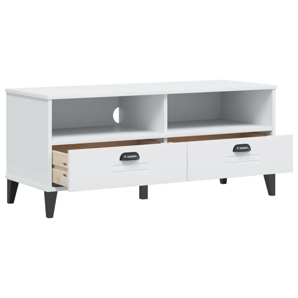 TV Cabinet White Engineered Wood Media Storage Unit with Handles