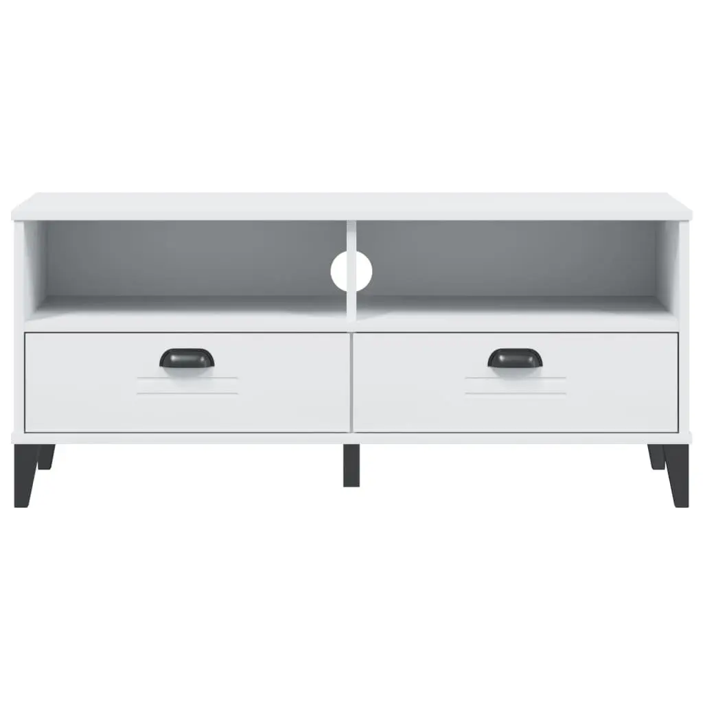 TV Cabinet White Engineered Wood Media Storage Unit with Handles