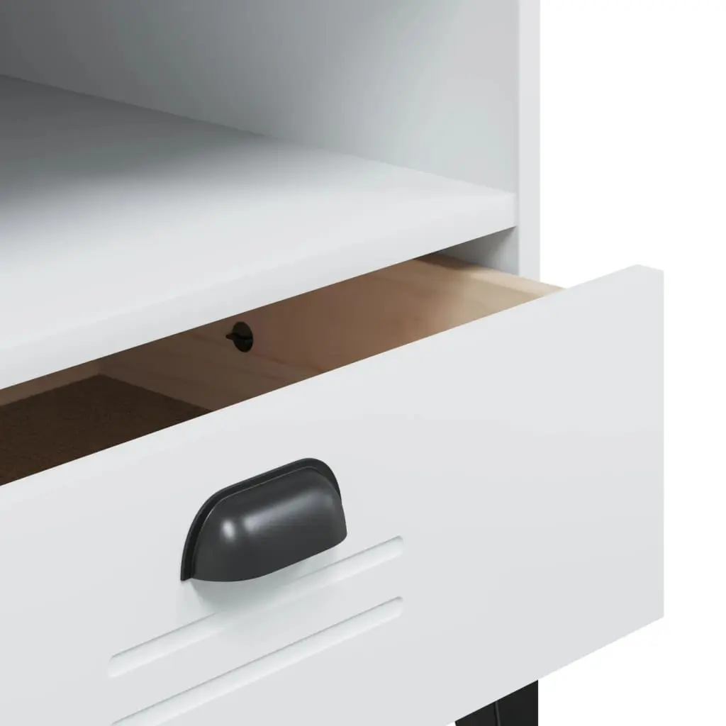 TV Cabinet White Engineered Wood Media Storage Unit with Handles